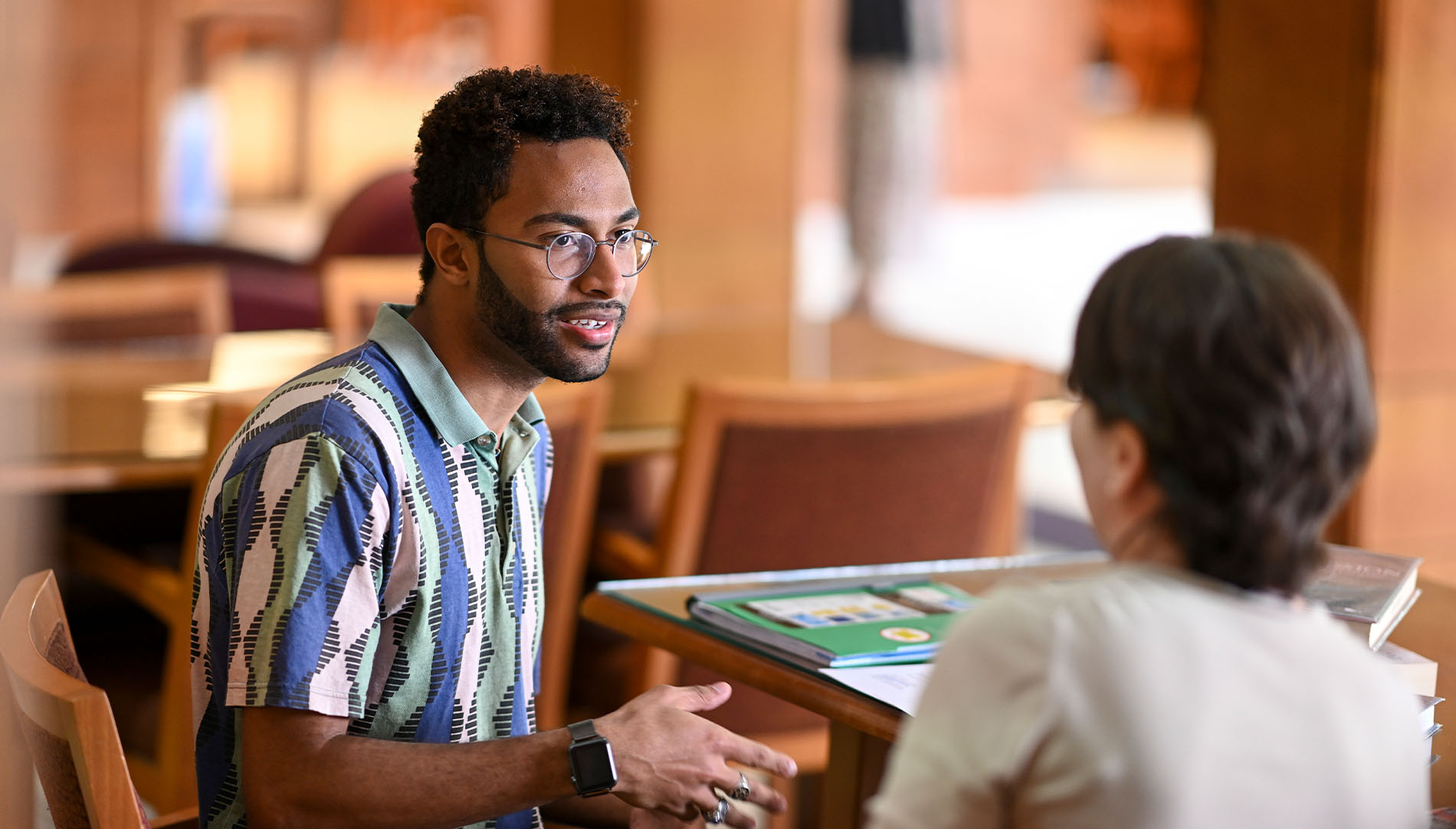 male student and female advisor